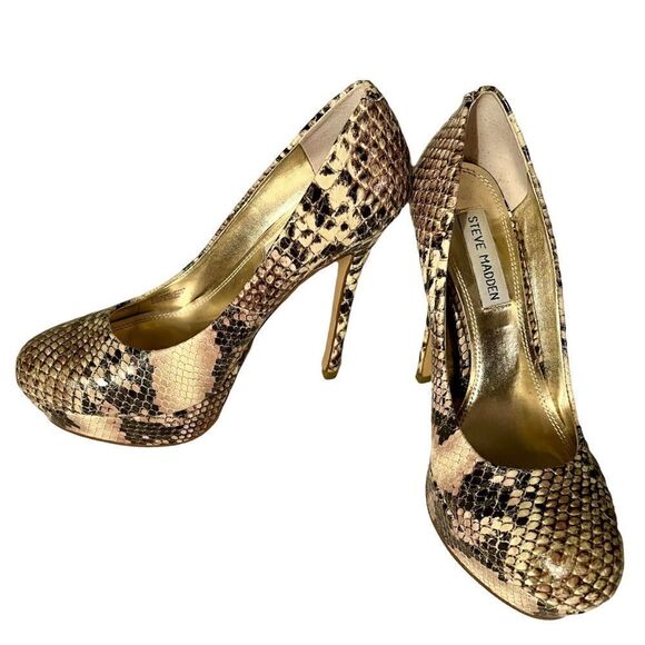 Steve Madden Snake Print Heels Sz 6.5 Stiletto Worn By Actress Less Than 2 Hrs - Picture 2 of 7
